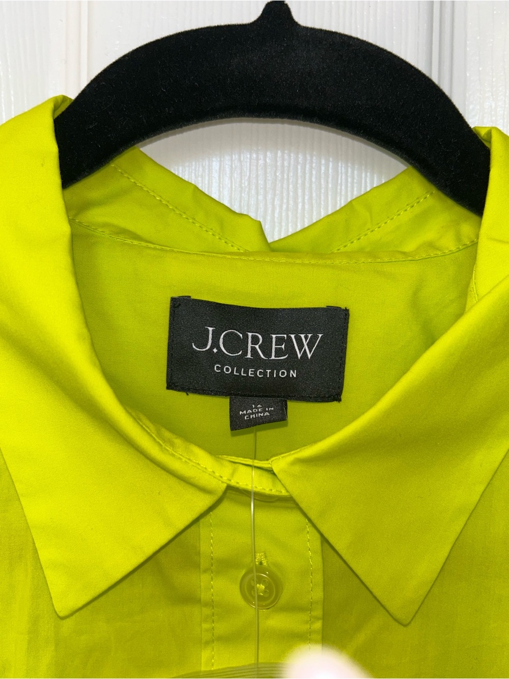 J. Crew Collection Neon Lime Feather-Cuff Button-Down Blouse - Picture 4 of 5